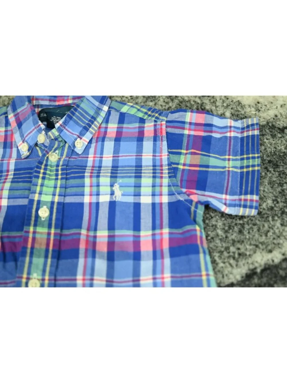 Ralph Lauren Baby Boys Plaid Button Down Shirt Blue Size 18M Preppy Casual